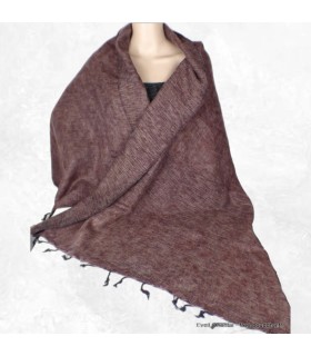 Châle ethnique laine de yak chocolat café artisanal