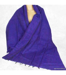 Étole châle laine de yak népalais bleu rose artisanal – Made in Nepal