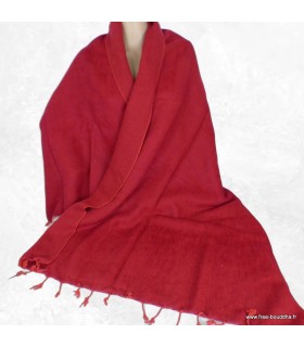 Châle laine de yak népalais rouge bordeaux artisanal – Made in Nepal