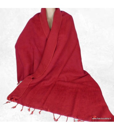 Châle laine de yak népalais rouge bordeaux artisanal – Made in Nepal