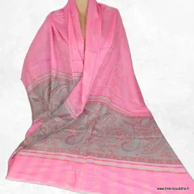 Châle rose bleu en laine fine - Châles en laine faits main