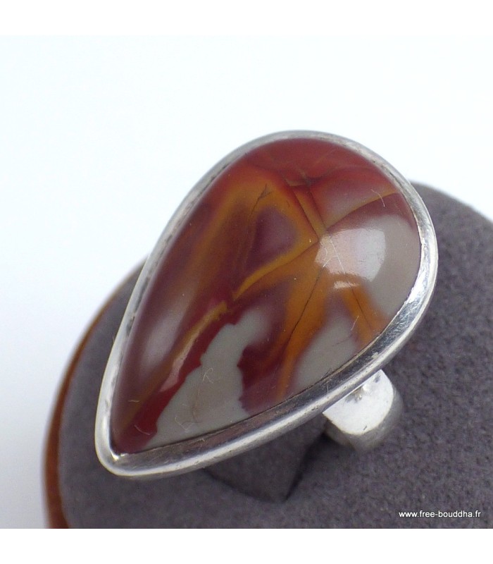 Bague Jaspe Noreena en argent 925 – Forme goutte T56