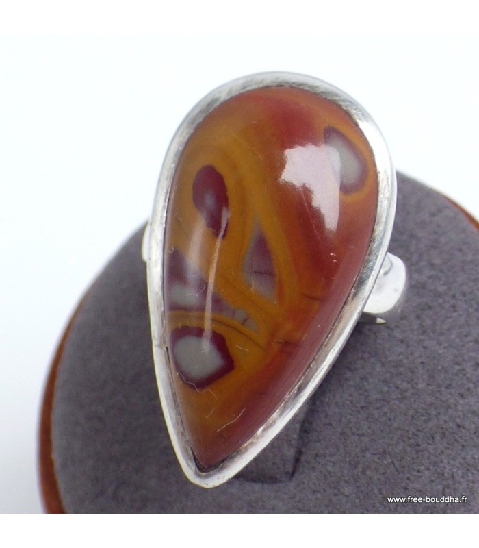 Bague Jaspe Noreena en argent 925 – Forme goutte T59