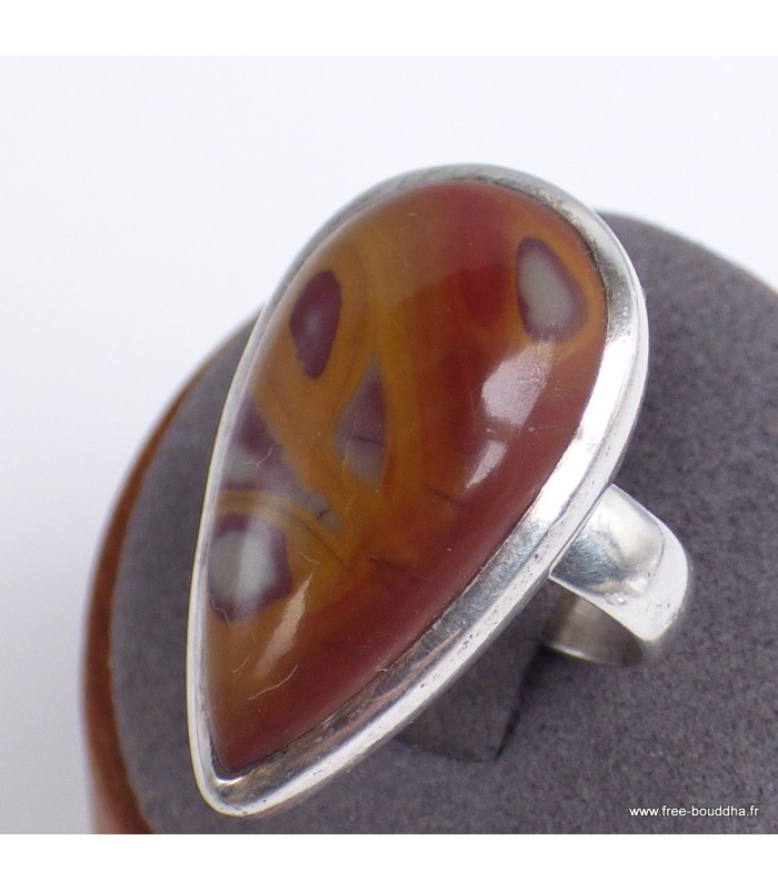 Bague Jaspe Noreena en argent 925 – Forme goutte T59