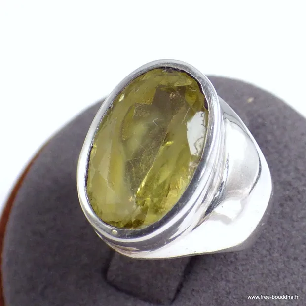 Bague argent Quartz citron taille 55 - Bagues pierres naturelles