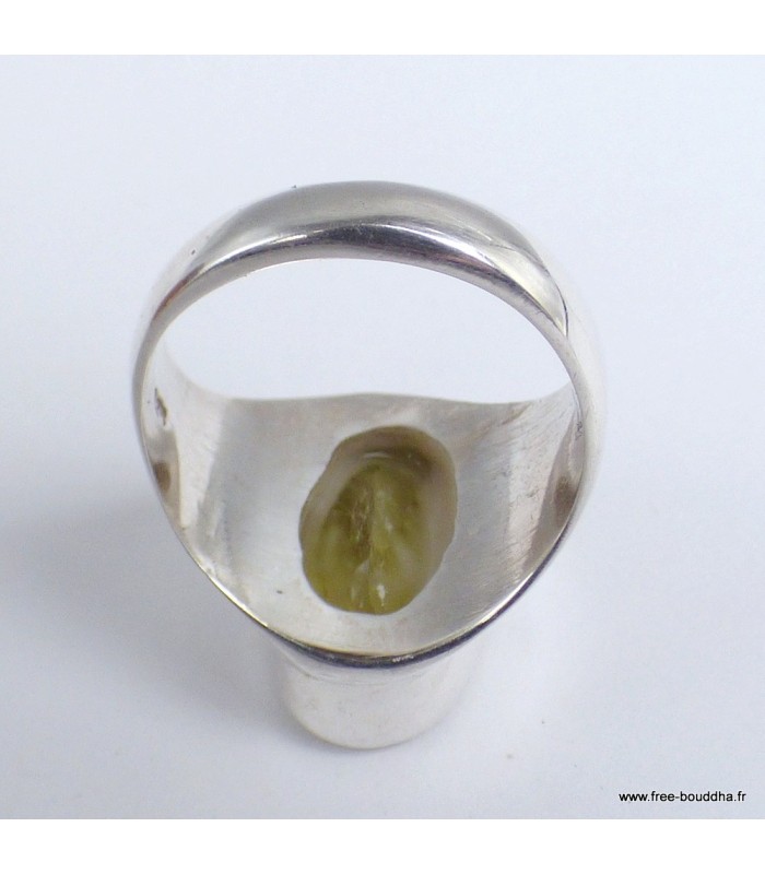 Bague argent Quartz citron facetté T55 - argent 925