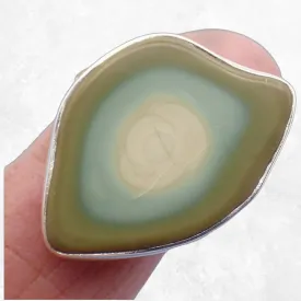 Bague Jaspe Impérial kaki vert taille 69/70 - Bijoux en Jaspe