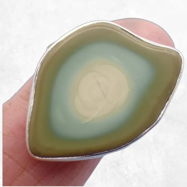 Bague Jaspe Impérial kaki vert taille 69/70 - Bijoux en Jaspe
