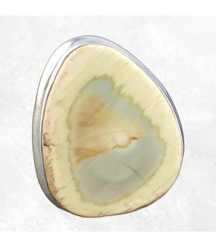 Bague Jaspe Impérial vert pâle en argent 925 – Taille 56