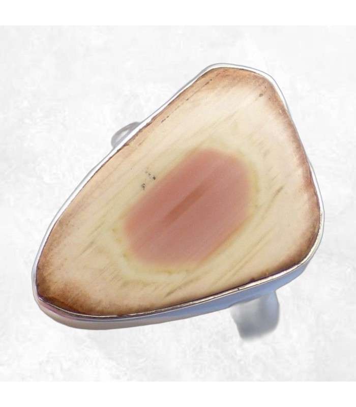 Bague Jaspe Impérial jaune pâle rose en argent 925 – Taille 62