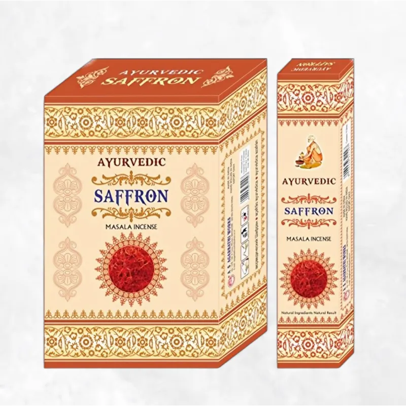Encens naturel ayurvédique Safran - Encens ayurvédique pour équilibre des doshas
