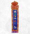 Tenture tibétaine véritable bannière mantra Chenrezi bleue coton artisanale
