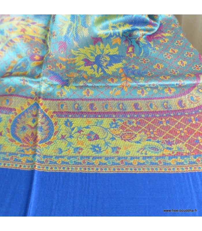 Châle bambou écologique turquoise rouille – léger, réversible