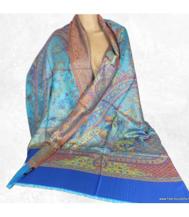 Châle bambou écologique turquoise rouille – léger, réversible