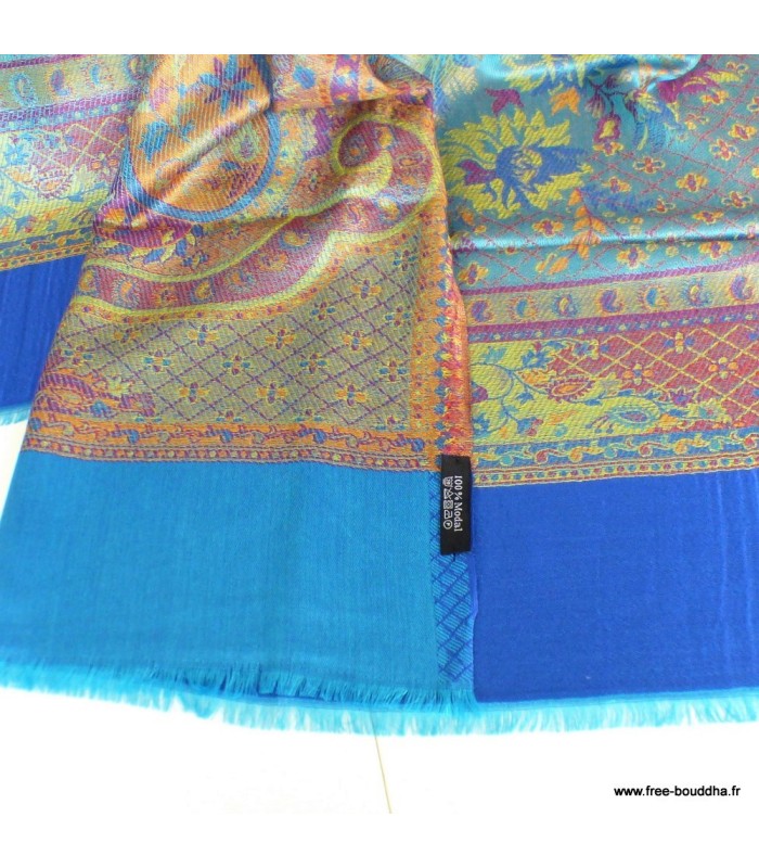 Châle bambou écologique turquoise rouille – léger, réversible