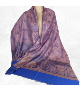 Châle bambou bleu cuivré – réversible, artisanal et écologique