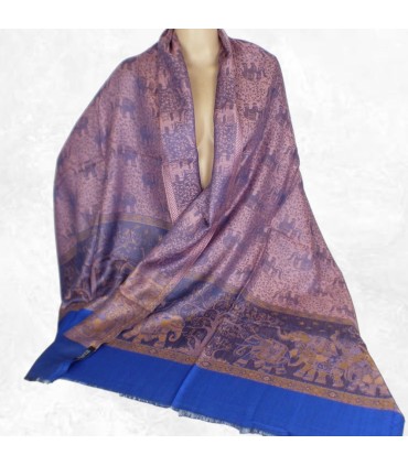 Châle bambou bleu cuivré – réversible, artisanal et écologique