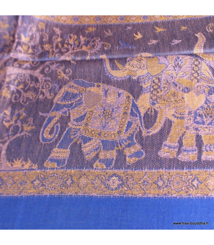 Châle bambou bleu cuivré – réversible, artisanal et écologique