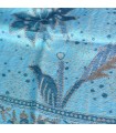Châle bambou écologique bleu motif floral – réversible artisanal