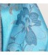 Châle bambou écologique bleu motif floral – réversible artisanal