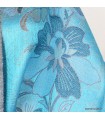 Châle bambou écologique bleu motif floral – réversible artisanal