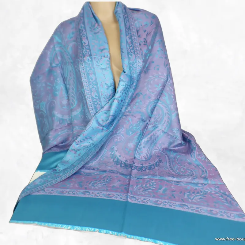 Châle écologique en bambou turquoise rose - Châle en Bambou écologique