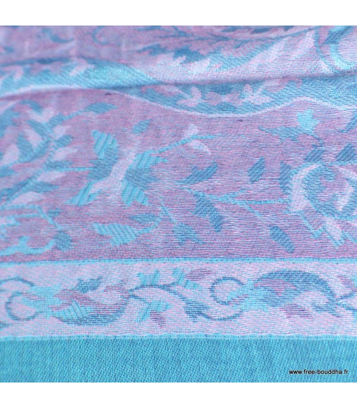 Châle en bambou rose turquoise- léger et très chaud