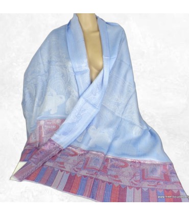 Châle écologique soie de bambou bleu prune