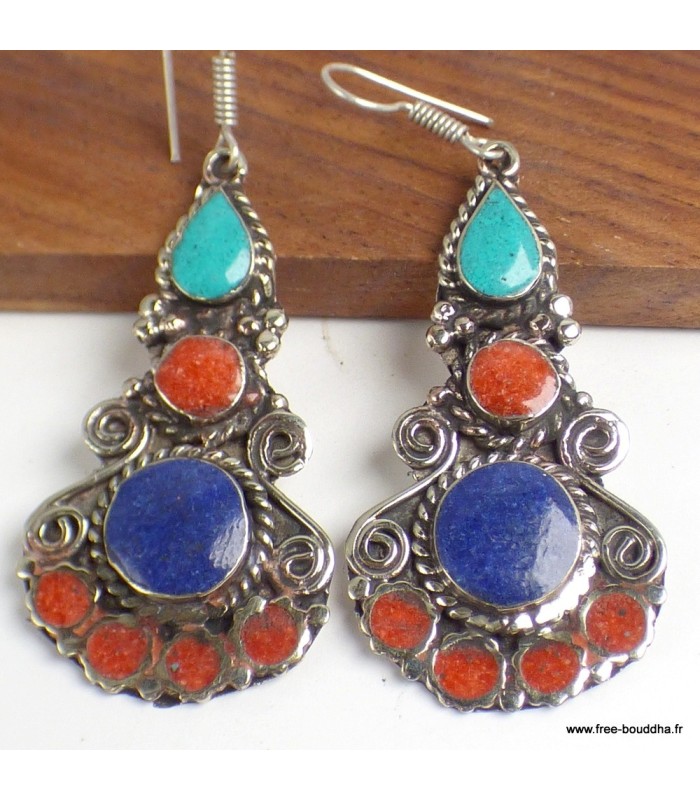 Boucles d'oreilles tibétaines livraison rapide