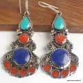 Boucles d'oreilles tibétaines ethniques du Népal - Boucles d'oreilles tibétaines