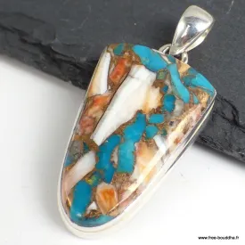 Pendentif Turquoise Spiny Oyster semi-oval - Bijoux en Turquoise Spiny Oyster