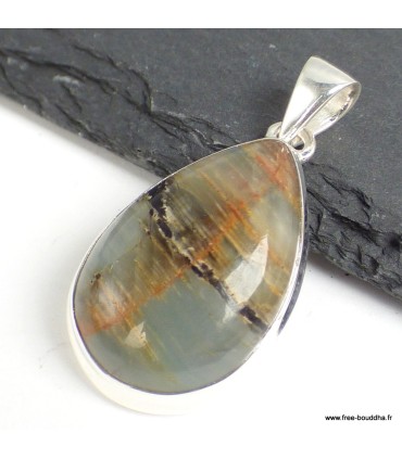 Pendentif goutte Calcite Luminaire – Pierre rare en argent 925