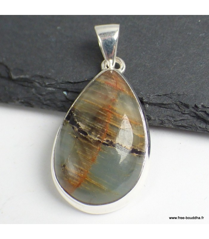 Pendentif goutte Calcite Luminaire – Pierre rare en argent 925