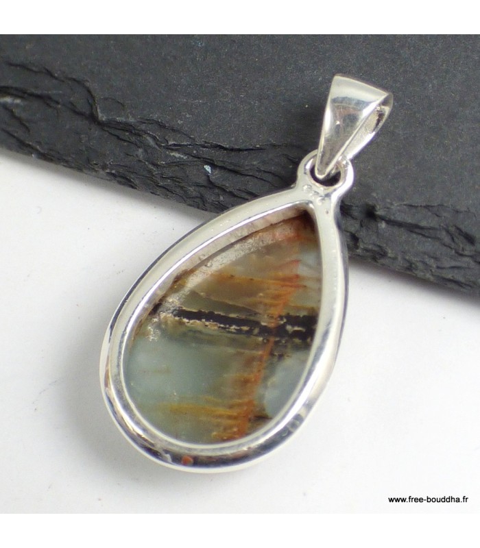 Pendentif goutte Calcite Luminaire – Pierre rare en argent 925