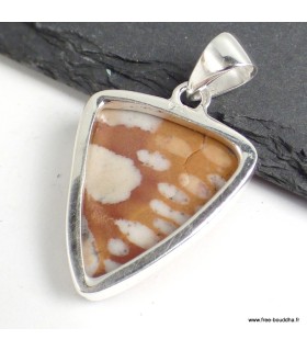 Pendentif triangulaire Jaspe Faon – Pierre rare en argent 925