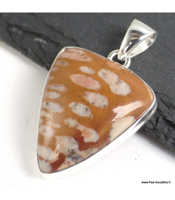 Pendentif triangulaire Jaspe Faon – Pierre rare en argent 925