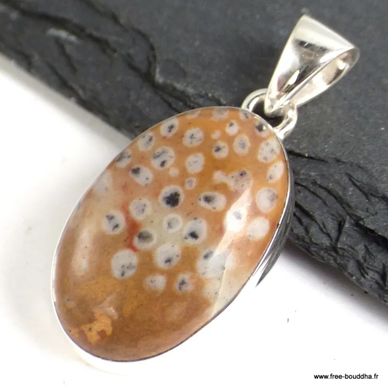 Pendentif Jaspe Faon oval - Pendentifs pierres naturelles