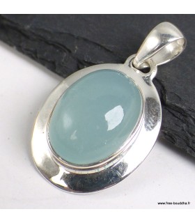 Pendentif Calcédoine d’eau Authentique – Argent 925 certifié