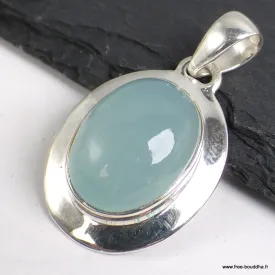 Pendentif Calcédoine d'eau forme ovale - Bijoux en Calcédoine d'eau