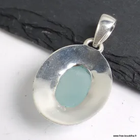 Pendentif Calcédoine d'eau forme ovale - Bijoux en Calcédoine d'eau