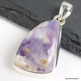 Pendentif marquise Opale flamme violette asymétrique - Bijoux en Opales