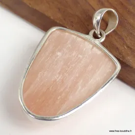 Pendentif Sélénite orange semi-ovale - Pendentifs pierres naturelles