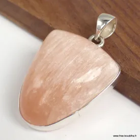 Pendentif Sélénite orange semi-ovale - Pendentifs pierres naturelles