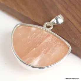 Pendentif Sélénite orange semi-ronde épaisse - Pendentifs pierres naturelles