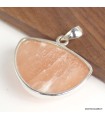 Pendentif semi-ronde Sélénite orange – Pierre rare en argent 925