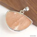 Pendentif Sélénite orange semi-ronde épaisse - Pendentifs pierres naturelles