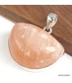 Pendentif semi-ronde Sélénite orange – Pierre rare en argent 925