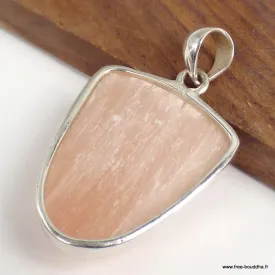 Pendentif Sélénite orange forme écusson - Bijoux en Sélénite Orange