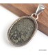 Pendentif Pyrite sur Agate bleue véritable semi-oval argent 925 certificat