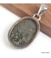 Pendentif Pyrite sur Agate bleue véritable semi-oval argent 925 certificat